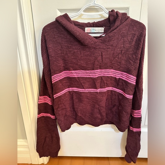 Free People Day Off Sweater Hoodie in Plum - Picture 3 of 3